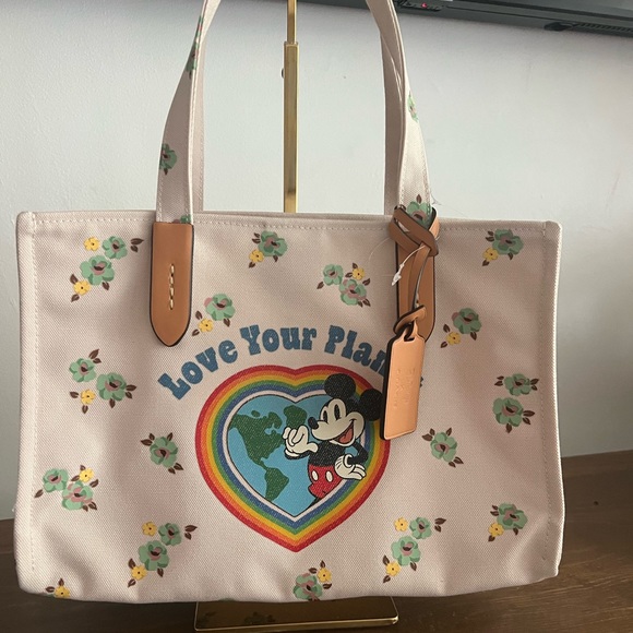 Coach x Disney Floral Mickey Recycled Canvas Tote Bag - Picture 2 of 10